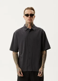 Shirts<Afends Intergalactic  - Short Sleeve Shirt Black Stripe