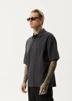Shirts<Afends Intergalactic  - Short Sleeve Shirt Black Stripe