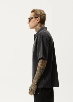Shirts<Afends Intergalactic  - Short Sleeve Shirt Black Stripe