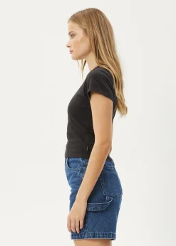 Tees & Shirts<Afends Ivy  - Recyled Baby Tee Stone Black