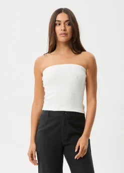 Sleeveless|Essentials<Afends Jamie  - Rib Tube Top White