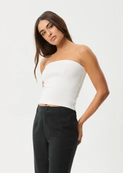 Sleeveless|Essentials<Afends Jamie  - Rib Tube Top White