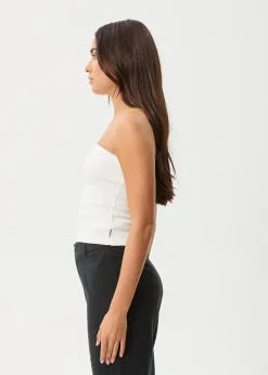 Sleeveless|Essentials<Afends Jamie  - Rib Tube Top White