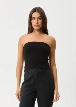 Sleeveless|Essentials<Afends Jamie  - Rib Tube Top Black
