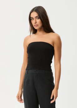 Sleeveless|Essentials<Afends Jamie  - Rib Tube Top Black