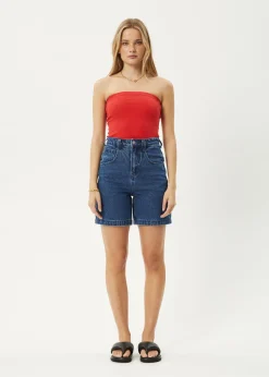 Sleeveless|Essentials<Afends Jamie  - Rib Tube Top Tomato