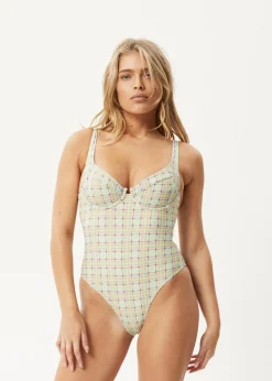 Swimwear<Afends Kali  - Check One Piece Pistachio Check