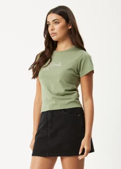 Tees & Shirts<Afends Karlee  -  Baby Tee Oil Green