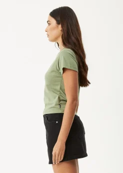 Tees & Shirts<Afends Karlee  -  Baby Tee Oil Green