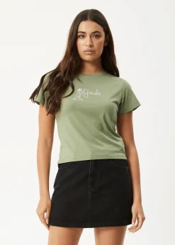 Tees & Shirts<Afends Karlee  -  Baby Tee Oil Green