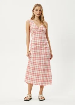 Dresses<Afends Kayla  - Check Maxi Dress Pink Check