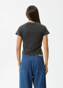 Tees & Shirts<Afends Keyhole  - Baby Tee Stone Black