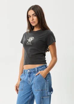 Tees & Shirts<Afends Last Dance  - Baby Tee Stone Black