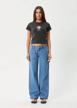 Tees & Shirts<Afends Last Dance  - Baby Tee Stone Black