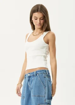 Sleeveless|Essentials<Afends Layden  - Rib Singlet White