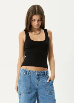 Sleeveless|Essentials<Afends Layden  - Rib Singlet Black