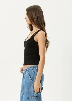 Sleeveless|Essentials<Afends Layden  - Rib Singlet Black