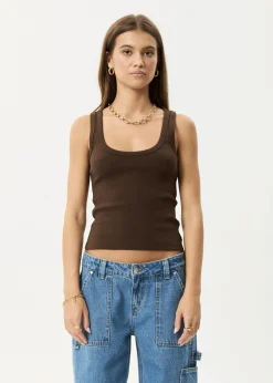 Sleeveless|Essentials<Afends Layden  - Rib Singlet Coffee