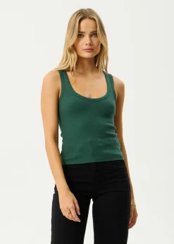 Sleeveless|Essentials<Afends Layden  - Rib Singlet Hunter Green