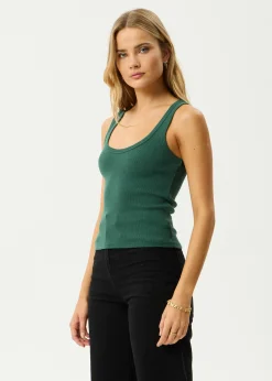 Sleeveless|Essentials<Afends Layden  - Rib Singlet Hunter Green