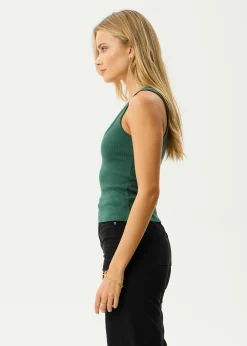Sleeveless|Essentials<Afends Layden  - Rib Singlet Hunter Green