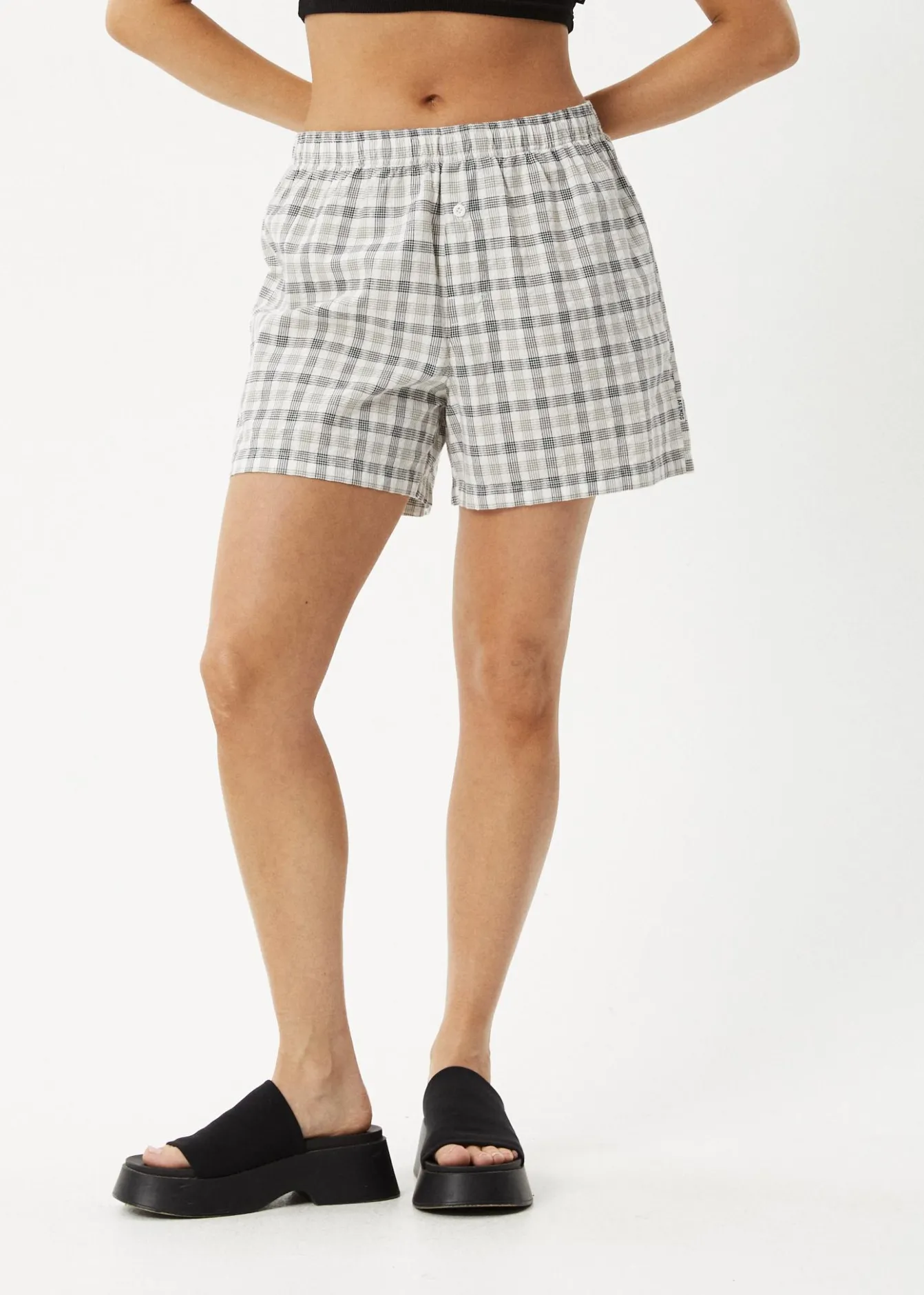 Shorts<Afends Leo - Seersucker Boxer Short Black / White