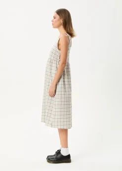 Dresses<Afends Leo  - Seersucker Midi Dress Coffee / White