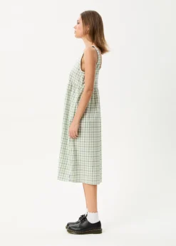 Dresses<Afends Leo  - Seersucker Midi Dress Green / White