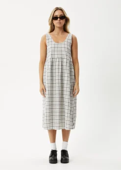 Dresses<Afends Leo  - Seersucker Midi Dress Black / White