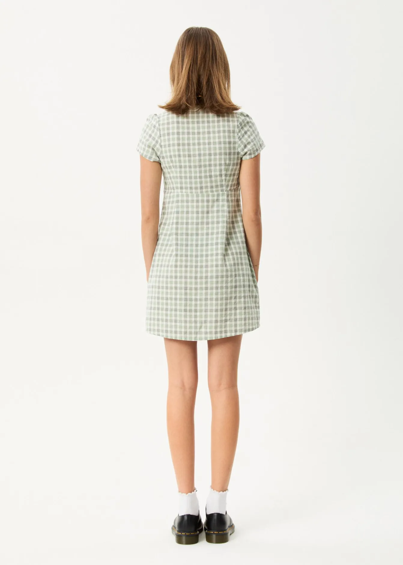Dresses<Afends Leo - Seersucker Mini Dress Green / White