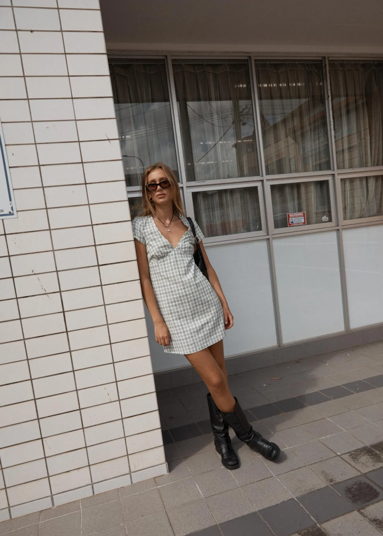 Dresses<Afends Leo - Seersucker Mini Dress Green / White