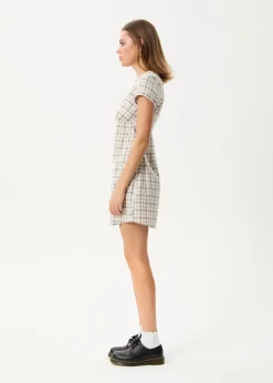Dresses<Afends Leo  - Seersucker Mini Dress Coffee / White