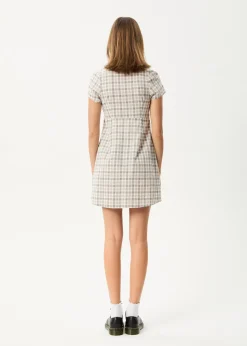 Dresses<Afends Leo  - Seersucker Mini Dress Coffee / White