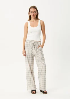 Pants<Afends Leo  - Seersucker Wide Leg Pant Coffee / White