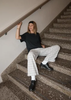 Pants<Afends Leo  - Seersucker Wide Leg Pant Coffee / White