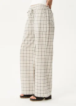 Pants<Afends Leo  - Seersucker Wide Leg Pant Coffee / White