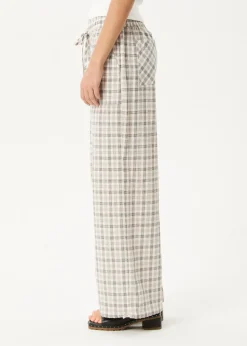 Pants<Afends Leo  - Seersucker Wide Leg Pant Coffee / White