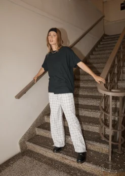 Pants<Afends Leo  - Seersucker Wide Leg Pant Coffee / White