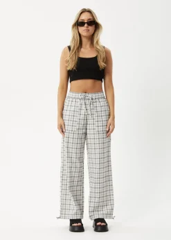Pants<Afends Leo  - Seersucker Wide Leg Pant Black / White