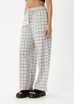 Pants<Afends Leo - Seersucker Wide Leg Pant Black / White