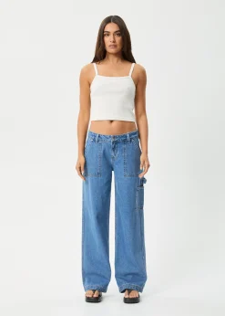 Jeans|Essentials<Afends Lexi  - Low Rise Workwear Jean Worn Blue