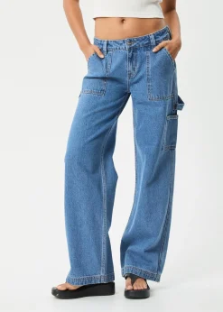 Jeans|Essentials<Afends Lexi  - Low Rise Workwear Jean Worn Blue