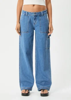 Jeans|Essentials<Afends Lexi  - Low Rise Workwear Jean Worn Blue