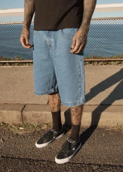 Shorts<Afends Lil C  - Denim Baggy Short 22" Worn Blue