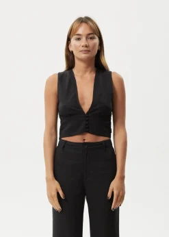 Sleeveless<Afends Lilo  - Button Up Top Black