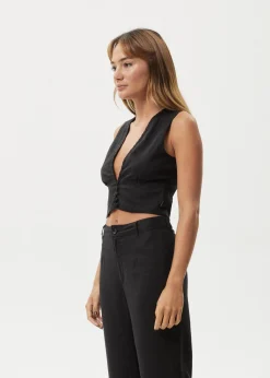 Sleeveless<Afends Lilo  - Button Up Top Black