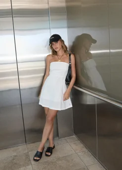 Essentials|Dresses<Afends Lilo  - Strapless Mini Dress White