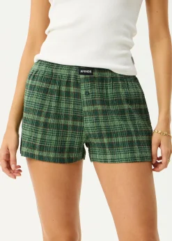Sets & Co-Ords|Shorts<Afends Lonnie  - Seersucker Boxer Short Hunter Green