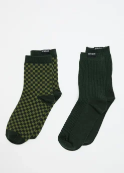 Accessories<Afends Lonnie  - Socks Two Pack Hunter Green