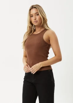 Sleeveless|Essentials<Afends Lydia  - Rib Singlet Toffee
